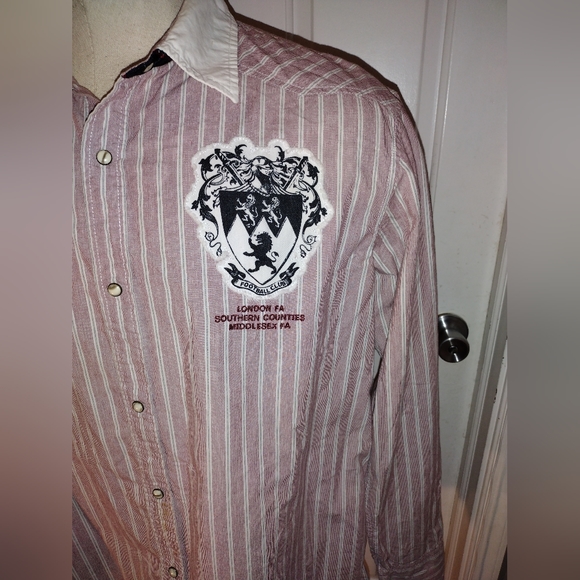 American Rag MEN'S Red/White Striped Pearl Snap Button Long Sleeve Shirt Sz XXL - Picture 6 of 8